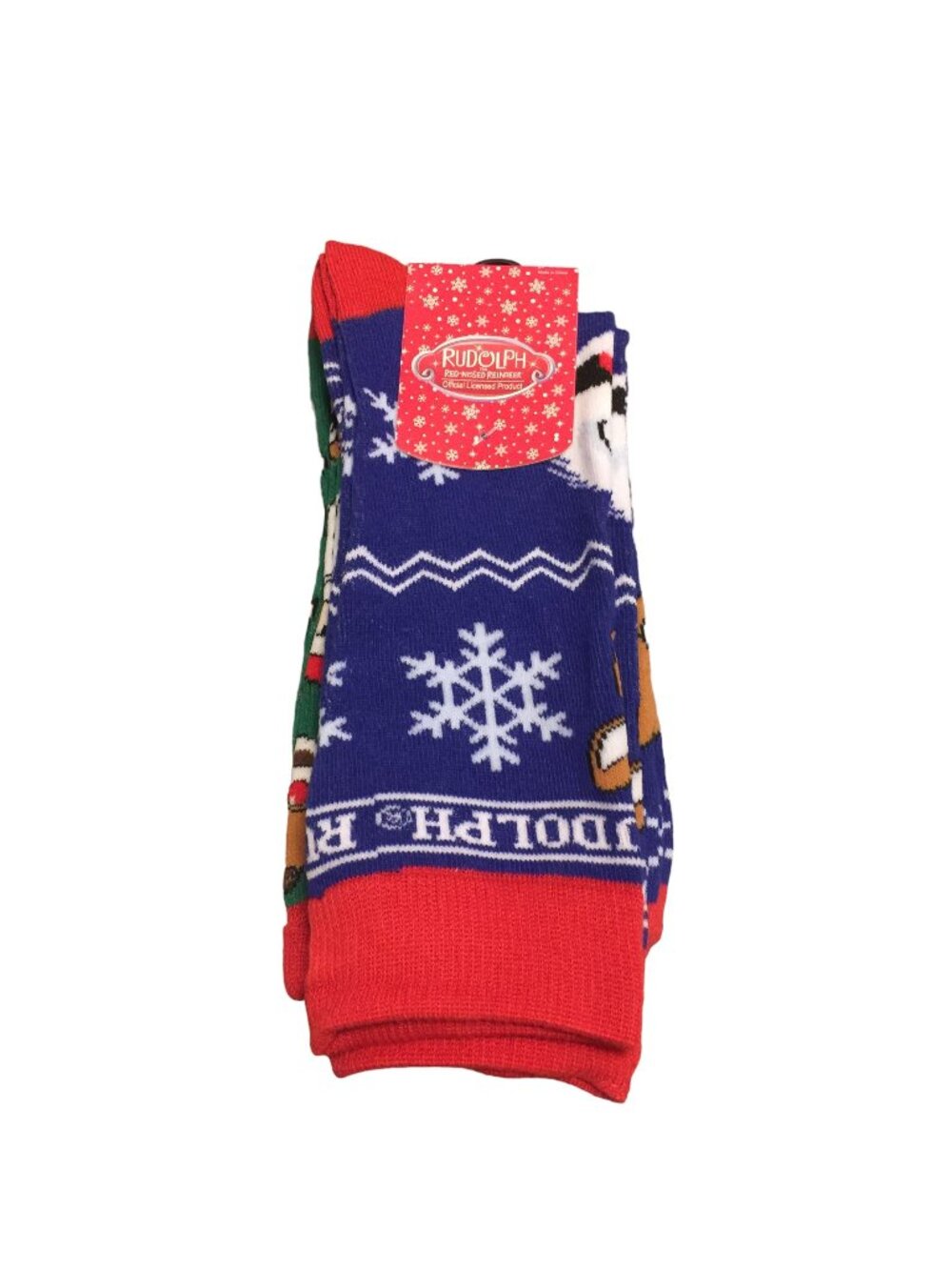 Rudolph The Rednosed Reindeer Holiday Men's Crew Socks Size 8-12 Set of 2